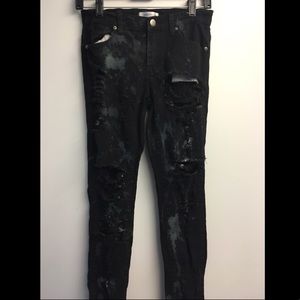 Black distressed jeans